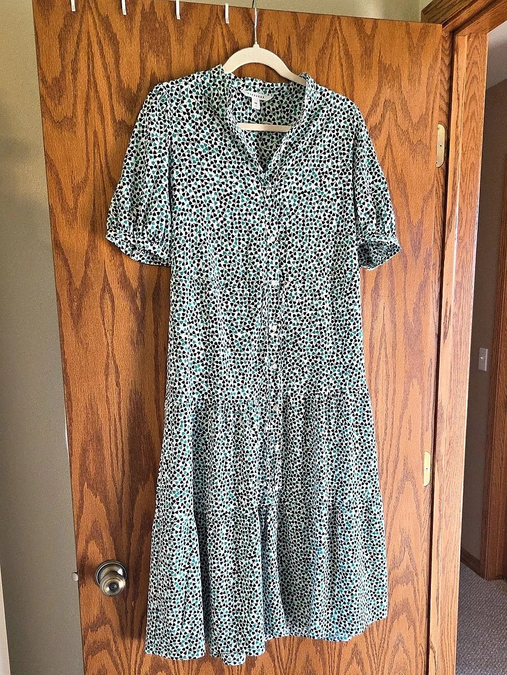 POPSUGAR Floral Midi Dress Green & Black Size Medium